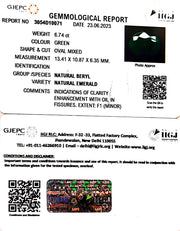 6.74/CT Natural Panna Stone with Govt. Lab Certificate (8991)